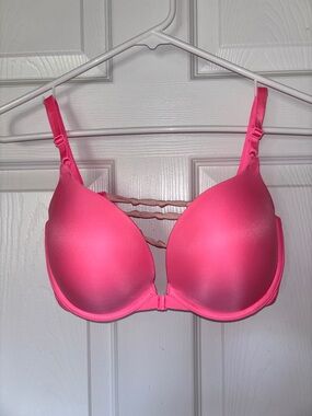 Victoria's Secret Bright Pink Strappy Push-Up Bra Front Close